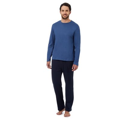 Maine New England Blue long sleeve pure cotton long-sleeved pyjama top and matching pants set.